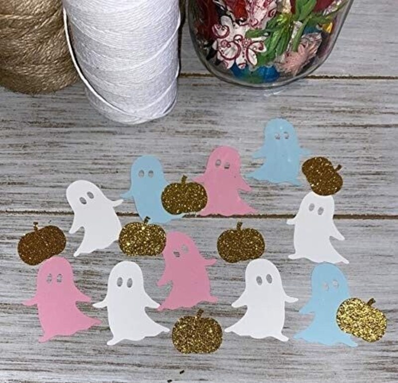 Boy Girl Ghost Boo-y Ghoul Halloween confetti - Fall Baby Shower Gender Reveal Decorations